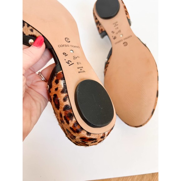 CORSO COMO Women's Brown/Black Calf Hair Leather Leopard Studded Flats size 8.5 - Picture 8 of 13